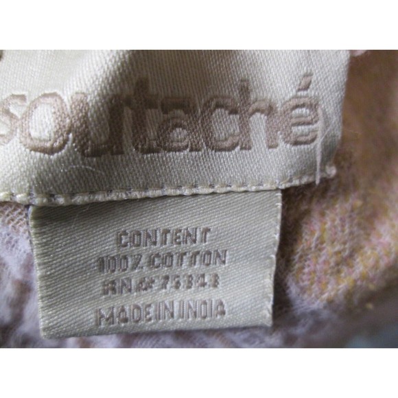 Soutach Wrap Oversized Scarf Shawl 72”X22” Pink Gold White 100% Cotton - Picture 2 of 5